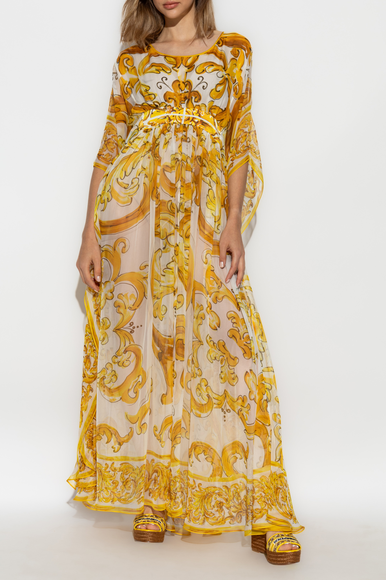 Yellow Dress with Majolica print Dolce & Gabbana - Vitkac AS